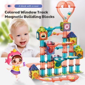 Deluxe 3D Clear Magnetic Tiles Building Block Castle Kids Education Indoor Construction Game Ball Marble Run Race Track Toy Set
