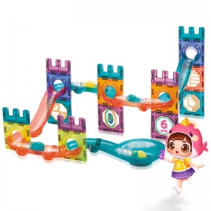 Deluxe 3D Clear Magnetic Tiles Building Block Castle Kids Education ການກໍ່ສ້າງໃນລົ່ມ ເກມ Ball Marble Run Race Track Toy Set