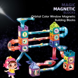 Kids Plastic Lighting Magnet Tile Ball Track STEM Construction Kit DIY Play Set Toddler Montessori Magnetic Building Block Toy