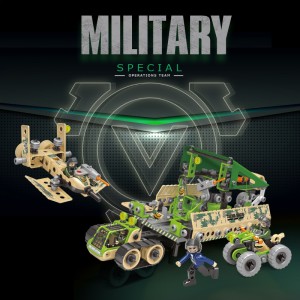 Děti STEM vzdělávání DIY montáž Armádní tanková helikoptéra Kamion Vojáci Modelová hračka Vojenská vozidla série Stavebnicové sady