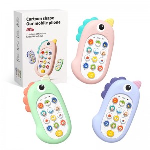 Baby Early Educational Mobile Phone Sleep Comfort Toy Detachable Cartoon Unicorn Silicone Case Bilingual Cell Phone Toy for Kids