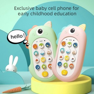Baby Early izobraževalni mobilni telefon Sleep Comfort Toy Snemljiva risanka Unicorn Silikonska torbica Dvojezična igrača za mobilni telefon za otroke