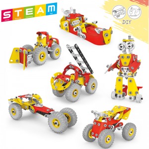 196PCS 6 in 1 Creative DIY Assembly Truck Play Kit STEM Kids Screw Nut Take Part Toys Children Educational Building Blocks Toy