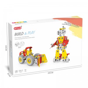 196PCS 6 in 1 Kreatif DIY Perakitan Truk Play Kit Batang Sekrup Kacang Anak-anak Mengambil Bagian Mainan Anak Pendidikan Blok Bangunan Mainan