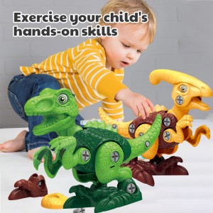 Laste peenmotoorika treenimine kruvi ja mutriga, mis ühendab dinomudelit, võtke lahti 3D Jurassic Animal, ise ise kokkupandav dinosauruse mänguasi