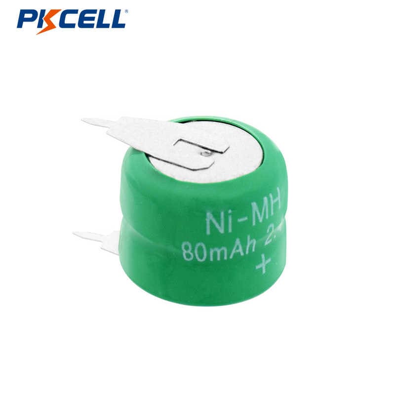 Pkcell 2.4v 80mah Ni-Mh Bateria Nimh Button Cell B80h com pinos