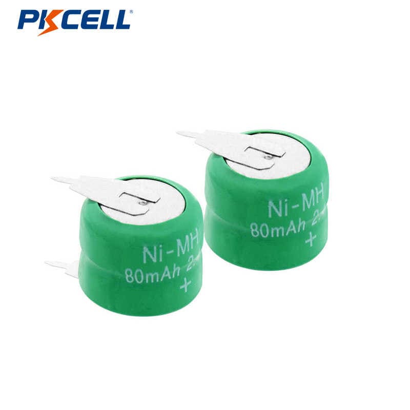 Pkcell 2.4v 80mah Ni-Mh Battery Pack Nimh Button Cell B80h With Pins
