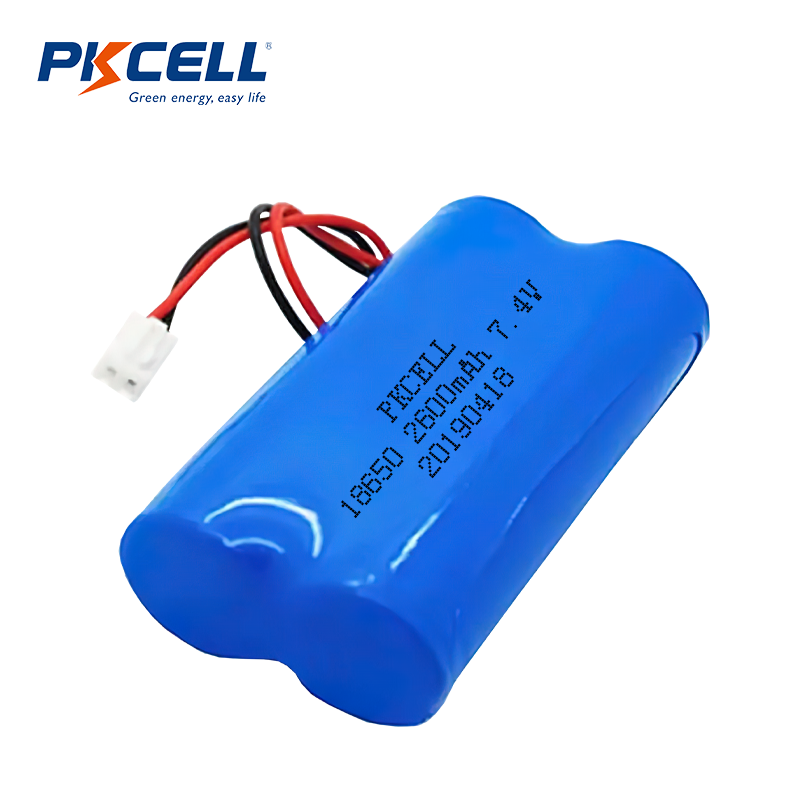 PKCELL 18650 7.4V 2600mAh 充電式リチウム電池パック、PCM および警報システム用コネクタ付き