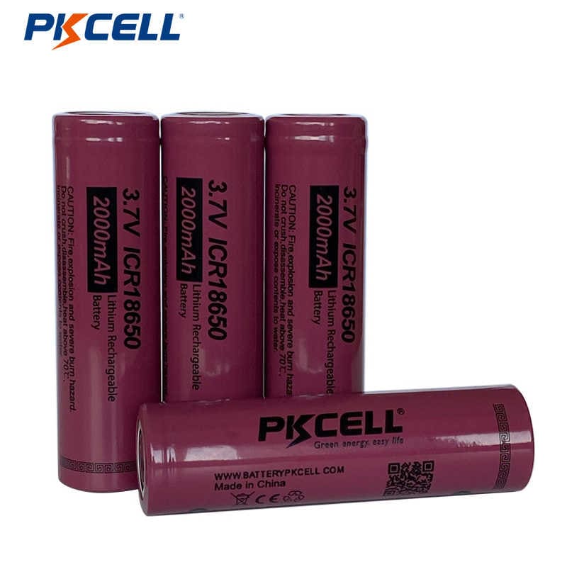 PKCELL 18650 3.7V 2000mAh Batteria al litio ricaricabile Immagine in primo piano