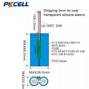 Batería de litio recargable PKCELL 18650 7.4V 6700mAh
