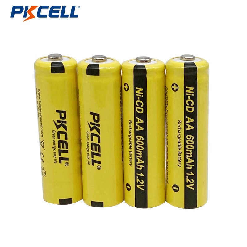 PKCELL New Pvc NI-CD 1.2V AA 600mAh Rechargeable Battery Industrial Battery With Flat Cap And High Cap