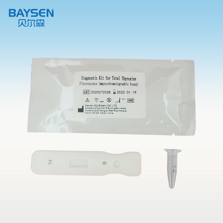 Fixed Competitive Price Strip/cassette Fob Test - T4 rapid test Diagnostic Kit for Total Thyroxine quantitative kit thyroid function – Baysen