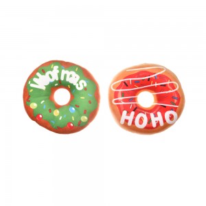 Hadiah Natal Squeaky Dog Chew Donuts Plush Toys