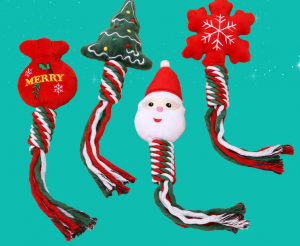 Christmas plush durable dog chew rope toys