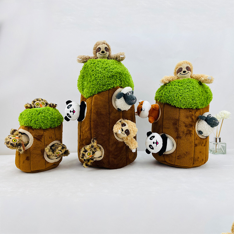 Seek Squirrel Panda Animals Squeaky Plush Dog Pet Chew Plush Toys Featured Image