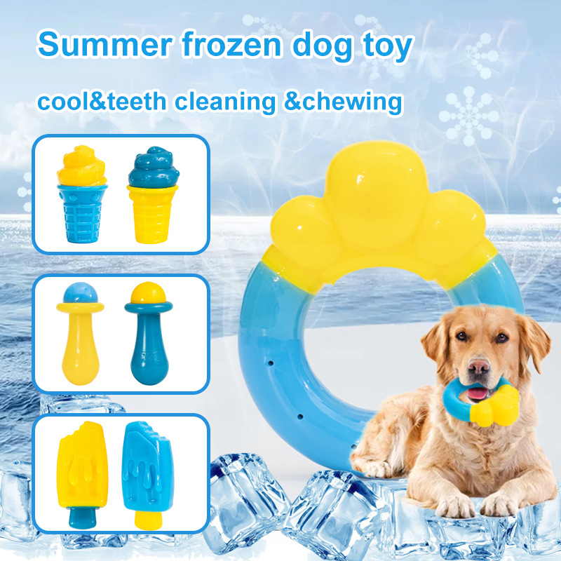Summer Ecofriendly Frozen Indestructible teething squeaky TPR Dog chew toys pet water toys