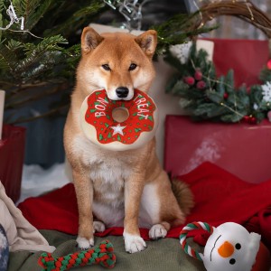 کرسمس کا تحفہ Squeaky Dog Chew Donuts آلیشان کھلونے