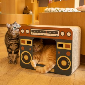 Karton macska rejtőzködő játszóház karcolóval