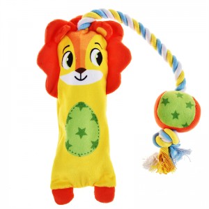Lion Cow Pig Squeaky Cotton Rope Tug Dog Chew Toy