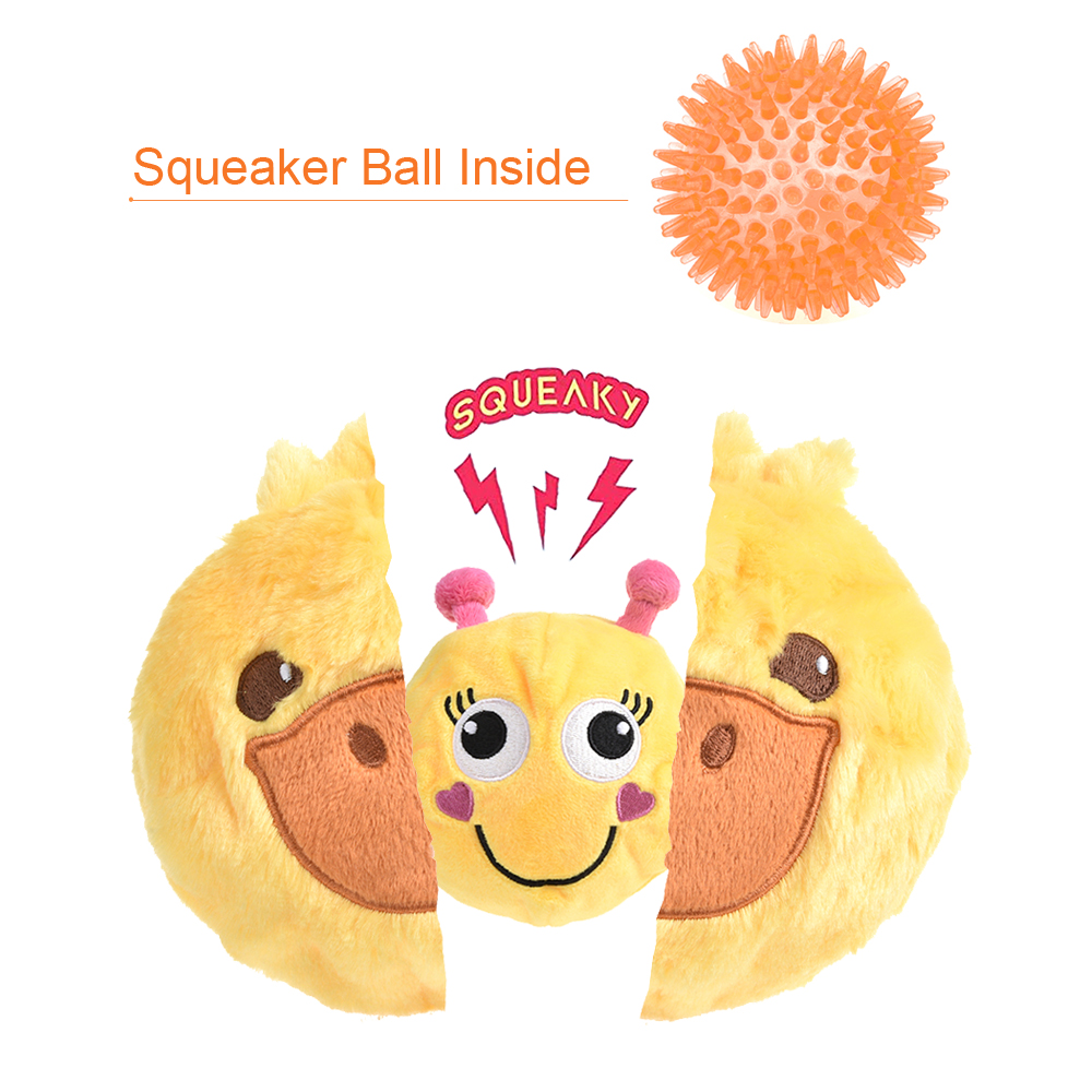 3 in 1 animals soft plush squeaky TPR ball dog chew toy
