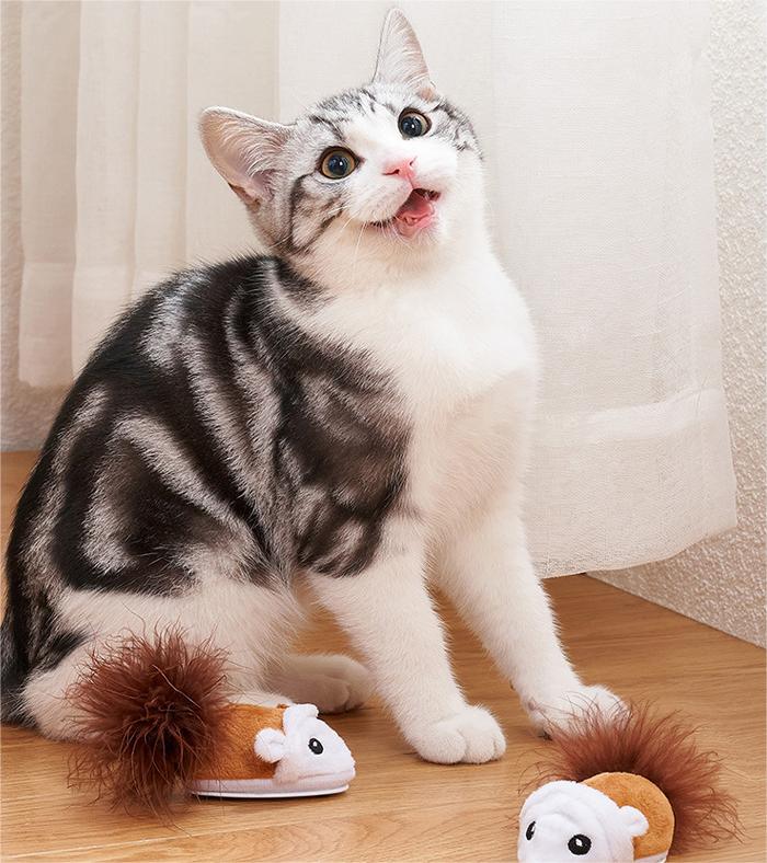 Elektron interaktif akıllı patlayan kedi fare peluş oyuncak