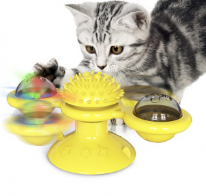 Divertenti giocattoli interattivi per gatti con mulino a vento con erba gatta