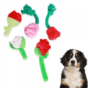 Custom nga rosas nga eco friendly Valentine's Day plush pet chew toys