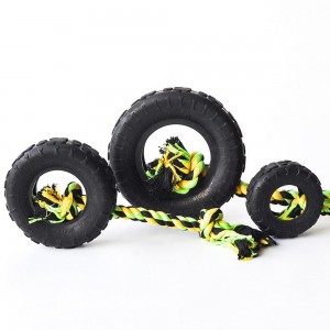 Natural Rubber Cotton Rope Pet Dog Chew Tire Toy