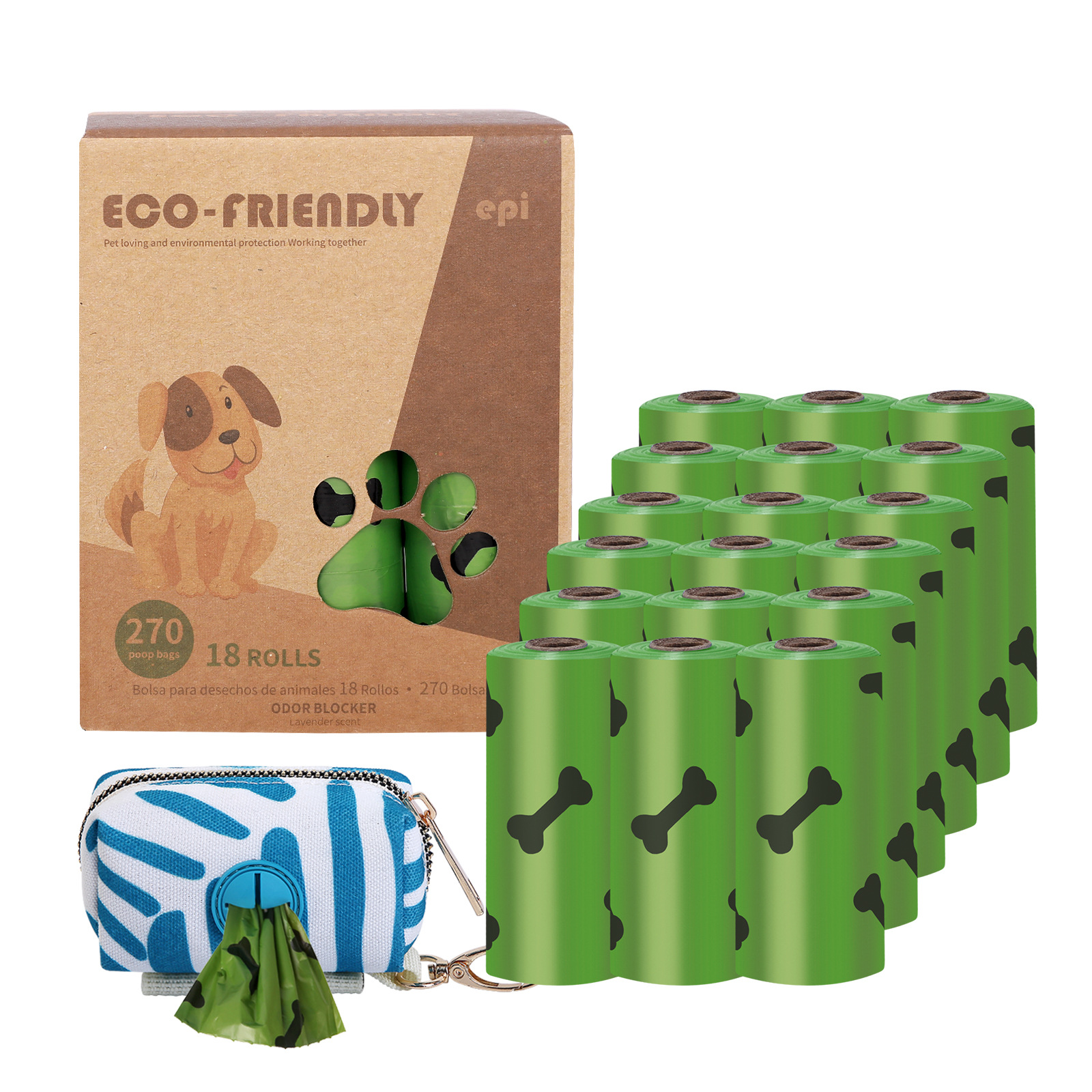 Basics Dog Poop Bags with Dispenser and Leash Clip