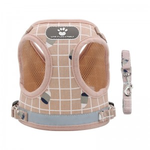 Pink Plaid Lovely Safety Cat Dog Harness
