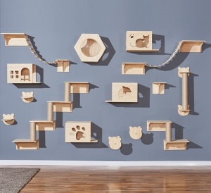 Jouets de meubles d'étagère d'escalade de chats fixés au mur