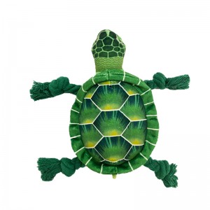 Schildkröten-Baumwollseil-Ozean-Serie, quietschendes Plüsch-Kauspielzeug für Hunde