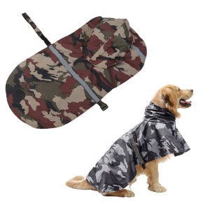 Capa de chuva camuflada impermeável para cães Jaqueta de chuva para animais de estimação