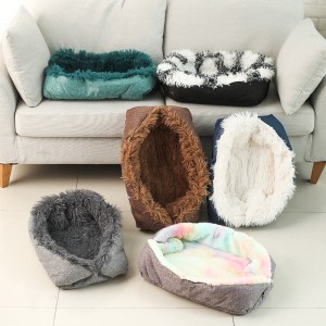 Dual-propose soft warm cozy plush pet nest