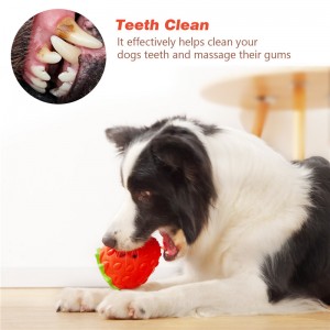Wholesale Price China Christmas Red Factory Wholesale Custom Stock Pet Toy Food Leaking Teeth Chewing Bone Dog Rubber Ball