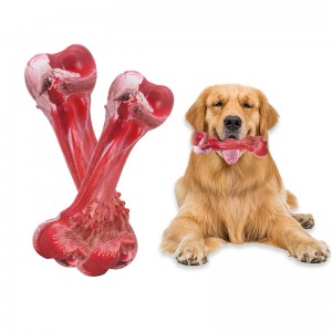 צעצוע לעיסת כלבים בצורת עצם TPR גומי בלתי ניתן להריסה