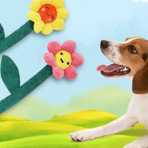 Слънчогледови плюшени дразнещи пръчки за кучета, вокализиращи играчки за кучета Squeaky