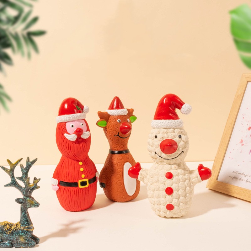 3 قطع من ألعاب الكلاب المصنوعة من اللاتكس سانتا كلوز إلك ثلج لعيد الميلاد
