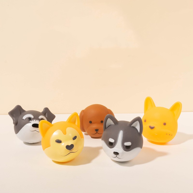 Vinils Dzīvnieka formas suņa galvas bumba Squeaky Chew mājdzīvnieku rotaļlietas