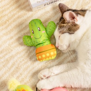 Simula giocattoli interattivi per gatti da masticare con menta e peluche di animali e piante