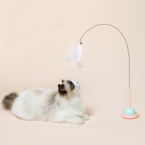 Kattenspeeltje teaser stick huisdierspeeltje met zuignappen en accessoires