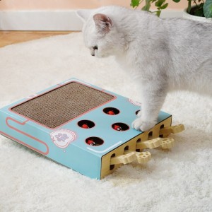Caixa de joguines per a gats 2 en 1 per jugar amb paper corrugat interactiu