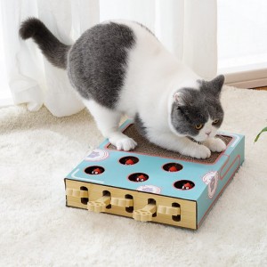 2-v-1 igralna škatla za mačke iz valovitega papirja, interaktivna igralna labirint