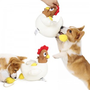 Hide food chicken egg shape squeaky plush dog toy