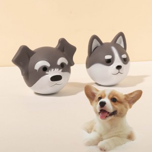 Vinyl Animal shape dog head ball Squeaky Chew සුරතල් සෙල්ලම් බඩු