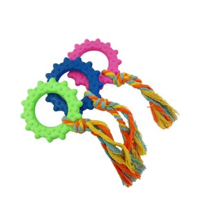 TPR barvne igrače za pse iz bombažne vrvi