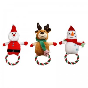 Різдвяна звукова плюшева іграшка для собак з бавовняної мотузки