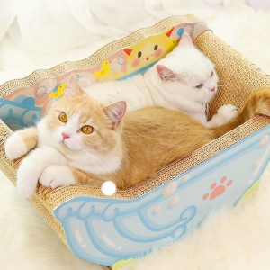 Rosa och blått badkar korrugerad kattskrapa säng kattskraplåda