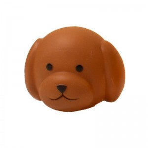 Mainan hewan peliharaan kunyah melengking bola kepala anjing bentuk hewan vinil