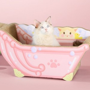 صندوق خدش القطط المموج لحوض الاستحمام باللونين الوردي والأزرق